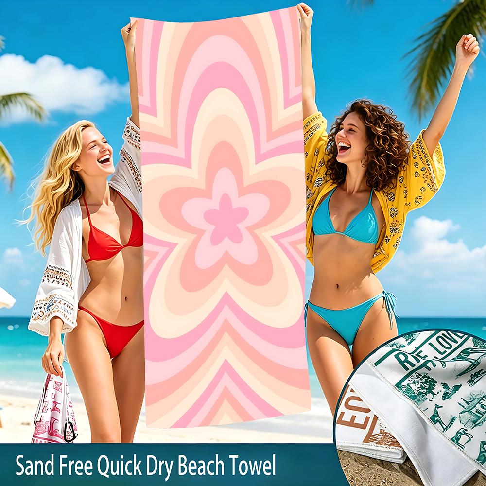 Macaron Sweet Wave Towel Beach Towel Oversized Super Absorbent Soft Swim Beachtowels For Men, Women