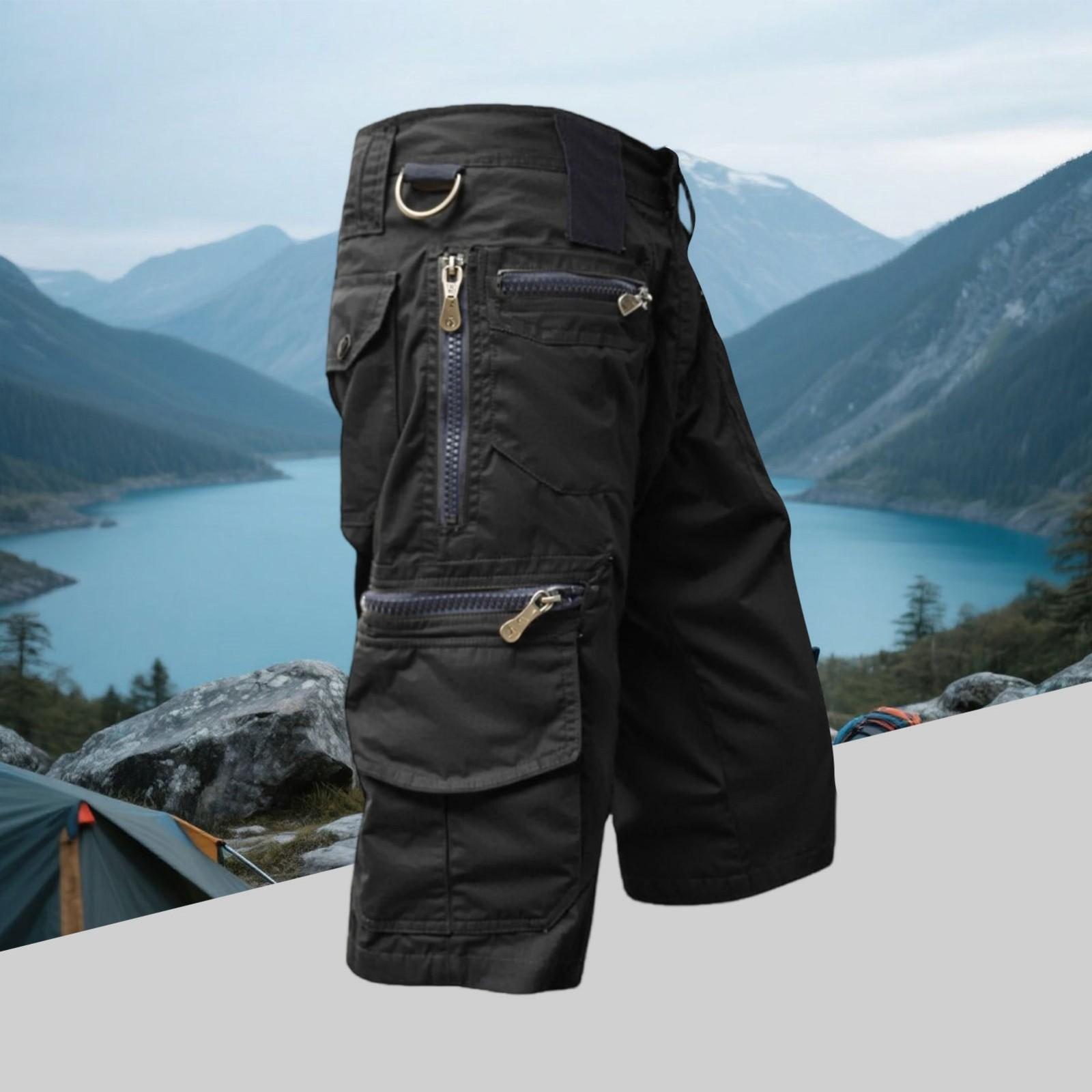 

Мужские брюки карго 3/4 - Винтажные широкие рабочие шорты с несколькими карманами XL чёрный