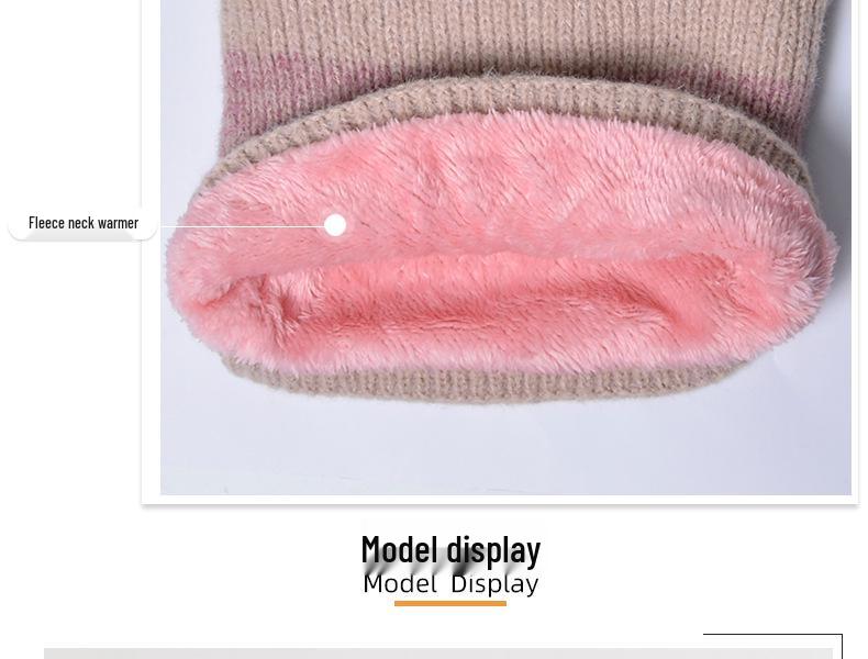 9971 Women's Two-tone Winter Hat & Scarf Set - Thick, Warm Ear Protection Wool Hat with Velvet Lining.