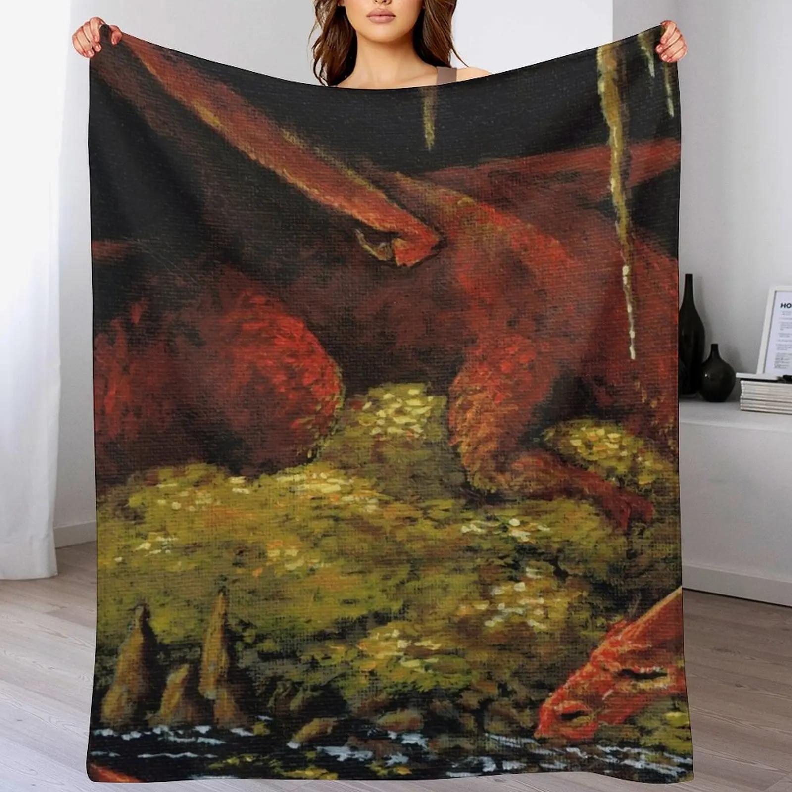 

Dragons Cave Lair and Treasure Hoard Painting Throw Blanket Cozy Napping Blanket Gift for Mom Dad 102x76cm(40x30in)