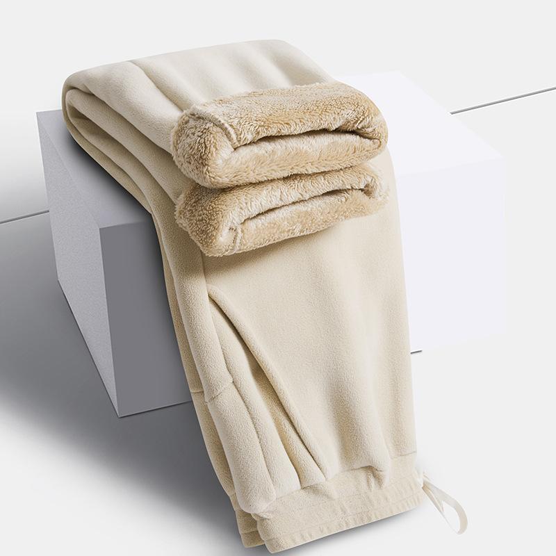 Men Winter Oversize Pants Men Women Warm Fleece Liner Drawstring Trousers Casual Comfortable Gym Sweatpants