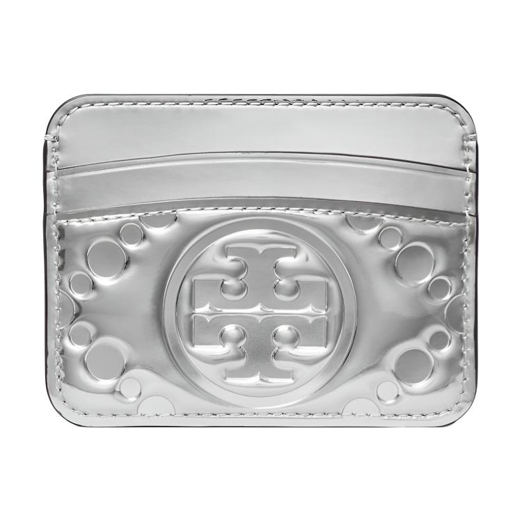 Tory Burch T Monogram Double T Logo Embossed Card Holder Mini Women Card Holder Silver 142791-040 Basic Set BagDust Bag 14640₽