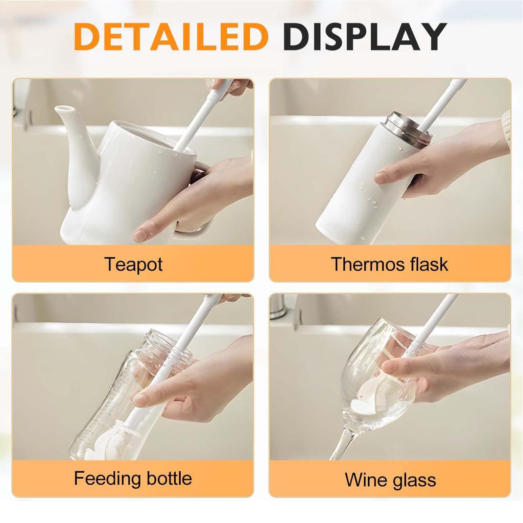 Water Bottle Brush 360 Flexible Glasswares Cleaning Brush Long Handle Washer Scrubber Cleaner For Kitchen Household Mugs Water