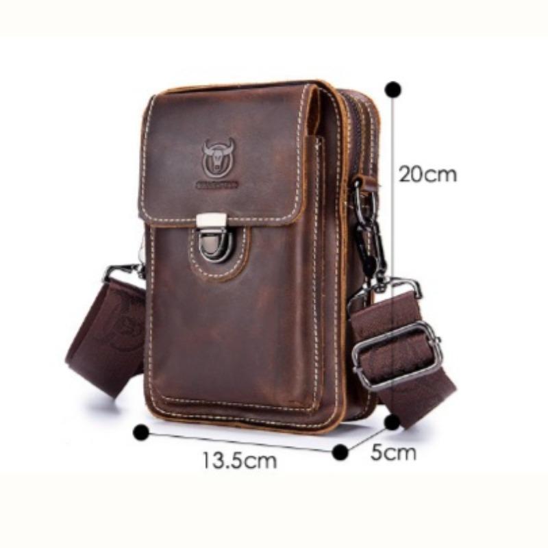 Men's Genuine Leather Mobile Phone Waist Bag Multifunctional Large Capacity Head Layer Cowhide Waist Bag Wear Belt
