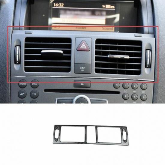 Carbon Fiber Steel Middle Air Outlet Vent Cover Trim For Benz 2007-2014 C-Class