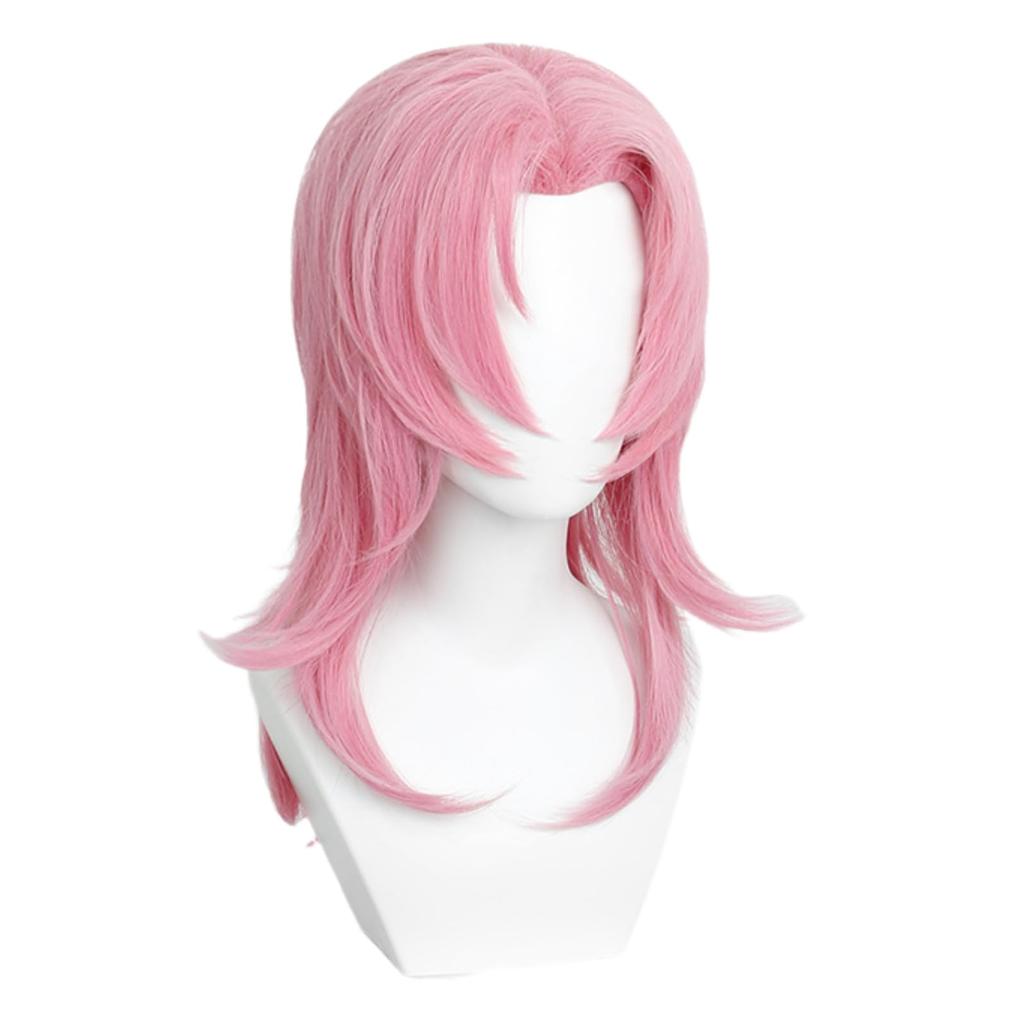 Light pink mid-part anti-warped hair chemical fiber synthetic wig | animated KPop Demon Hunters character romantic role-playing