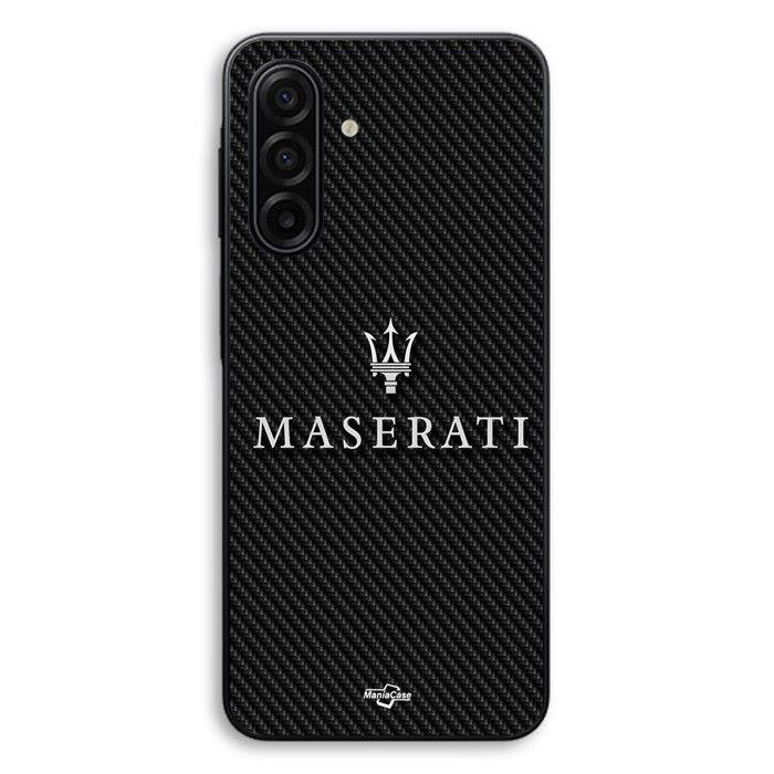 Cover Per Samsung Galaxy A17 Maserati bianco sfondo carbonio Maniacase nero