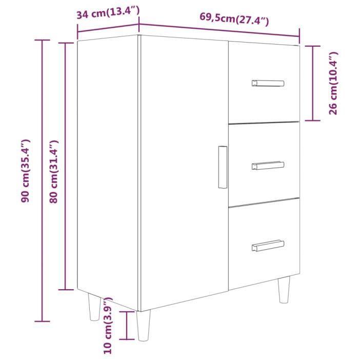VidaXL Buffet Blanc 69,5x34x90 cm Bois d'ingénierie 812168