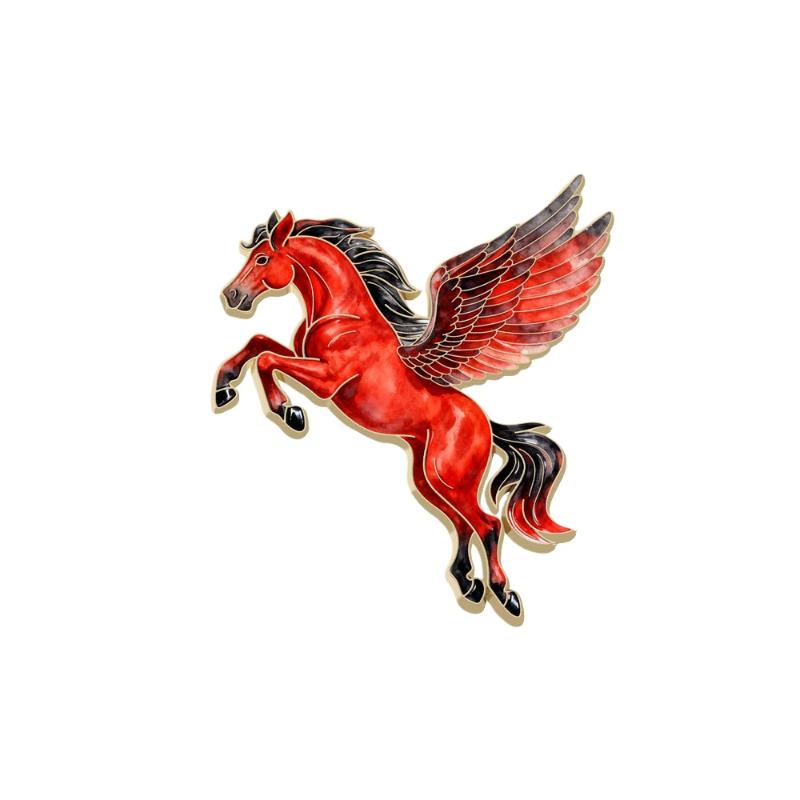 1/4Pcs Fashion Flying Horse Brooches For Women Men Cute Animal Pony Badge Pins Clothing Bag Accessories New Year Gift