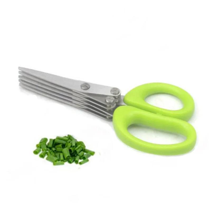 3 / 5vrstvé multifunkční nerezové nůžky na jarní cibulku, nástroj na sekání zeleniny a salátu, kuchyňské nůžky, doplňky