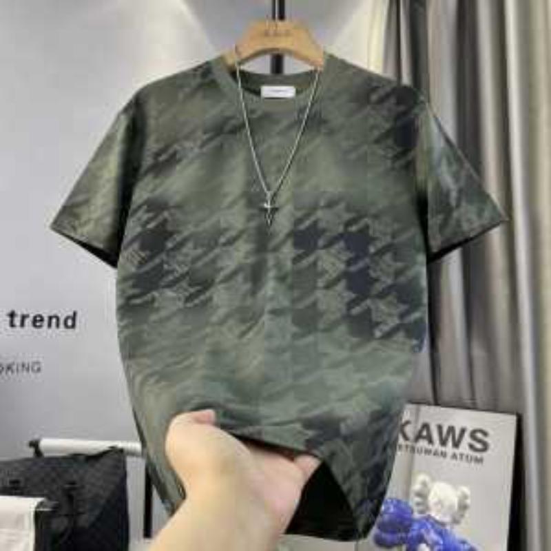 T-shirt Girocollo Manica Corta Tie Dye a Contrasto Minimo, Vestibilità Larga, di Nicchia, per l'Estate da Uomo, Maglietta Versatile Slim Fit