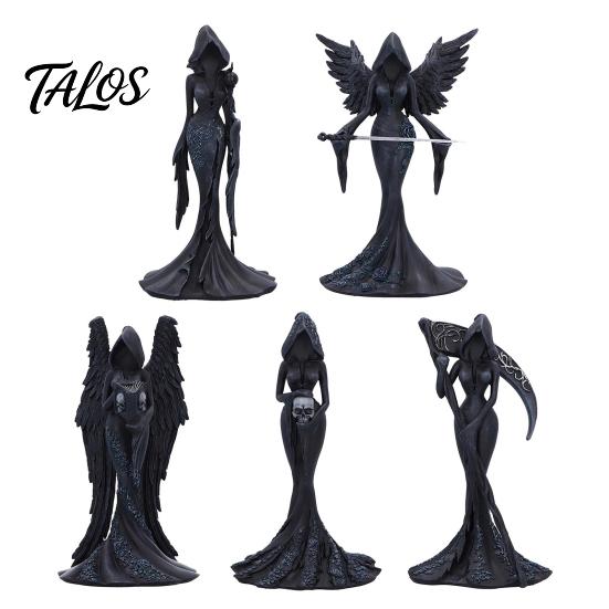 Niche Art Collectibles Gothic Faceless Witch Reaper Resin Statue, Vintage Black Robed Grim Figurine, Matte Spooky Interior Ornament Dark Desktop