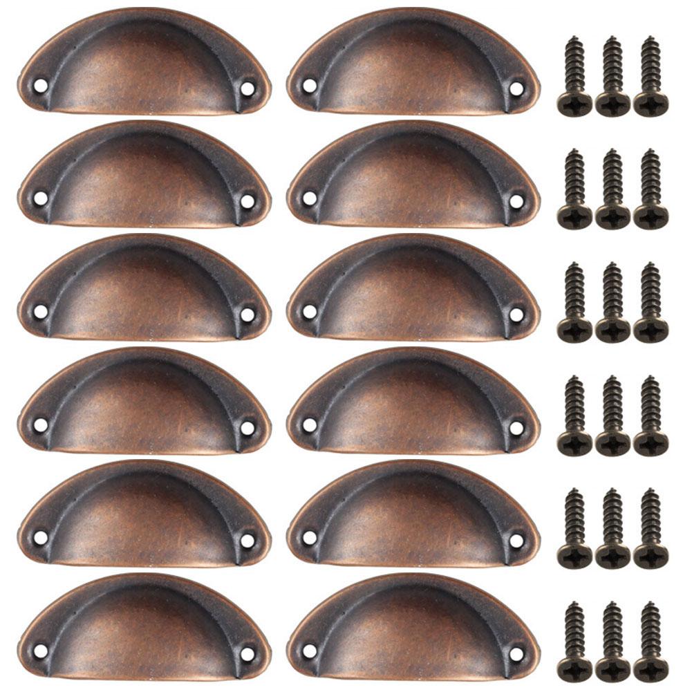 12Pcs Shell Furniture Handles Cabinet Pulls Drawer Knobs Half Moon Kitchen Cupboard Wardrobe Door Handle Antique Hardware