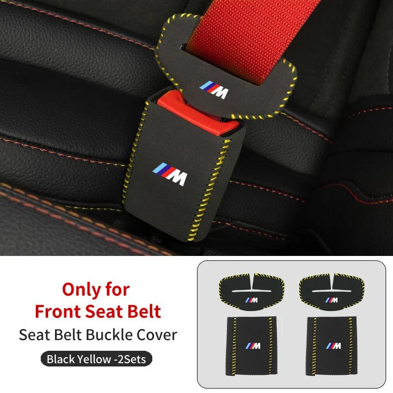 BAAK1 New 2025 2PC Car Seat Belt Buckle Protective Cover Safety Belt Plug Clip Case For BMW M X1 X3 X5 X6 X7 E30 E90 M3 E84 E83 E91 E7