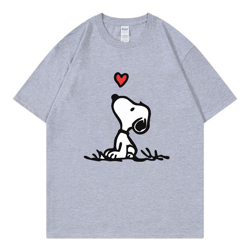 Snoopy Cartoon Anime Unisex Tshirt Summer Short Sleeve White Cotton Unisex Tee Shirts Tops 2025 New Fashion Clothes Breathable