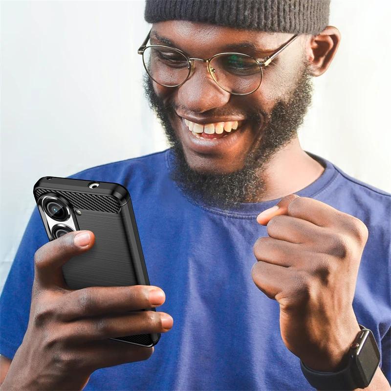For Asus Zenfone 10 Case Cover For Asus Zenfone 9 Cover Phone Bumper Shockproof TPU Carbon Fiber Case For Asus Zenfone 9 Fundas