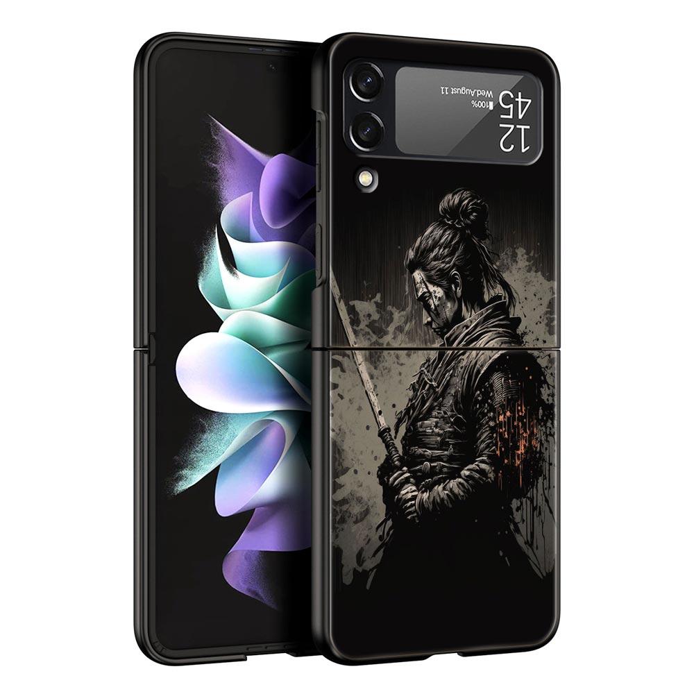 Japanese Bushido Samurai Phone Case For Samsung Galaxy Z Flip3 Flip4 Flip5 Case Shell For Z Flip 3 4 5 6 7 Hard Folding Cover