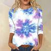 Women's Fashion Casual Seven Sleeve Printed Round Neck T-Shirt Top