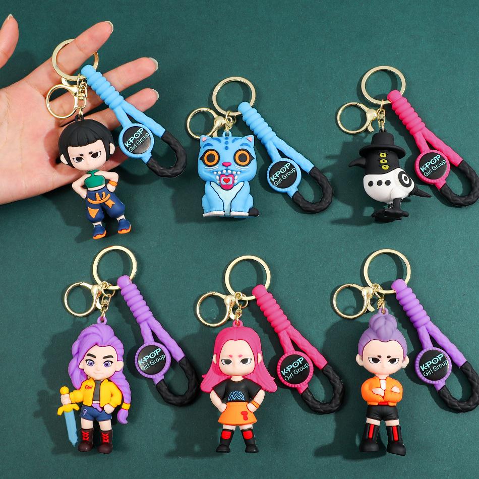 3D Printed Anime Movie Kpop Demon Hunters Girls Derpy Keychains Doll Cute Tiger Action Model Toy Collection Gifts