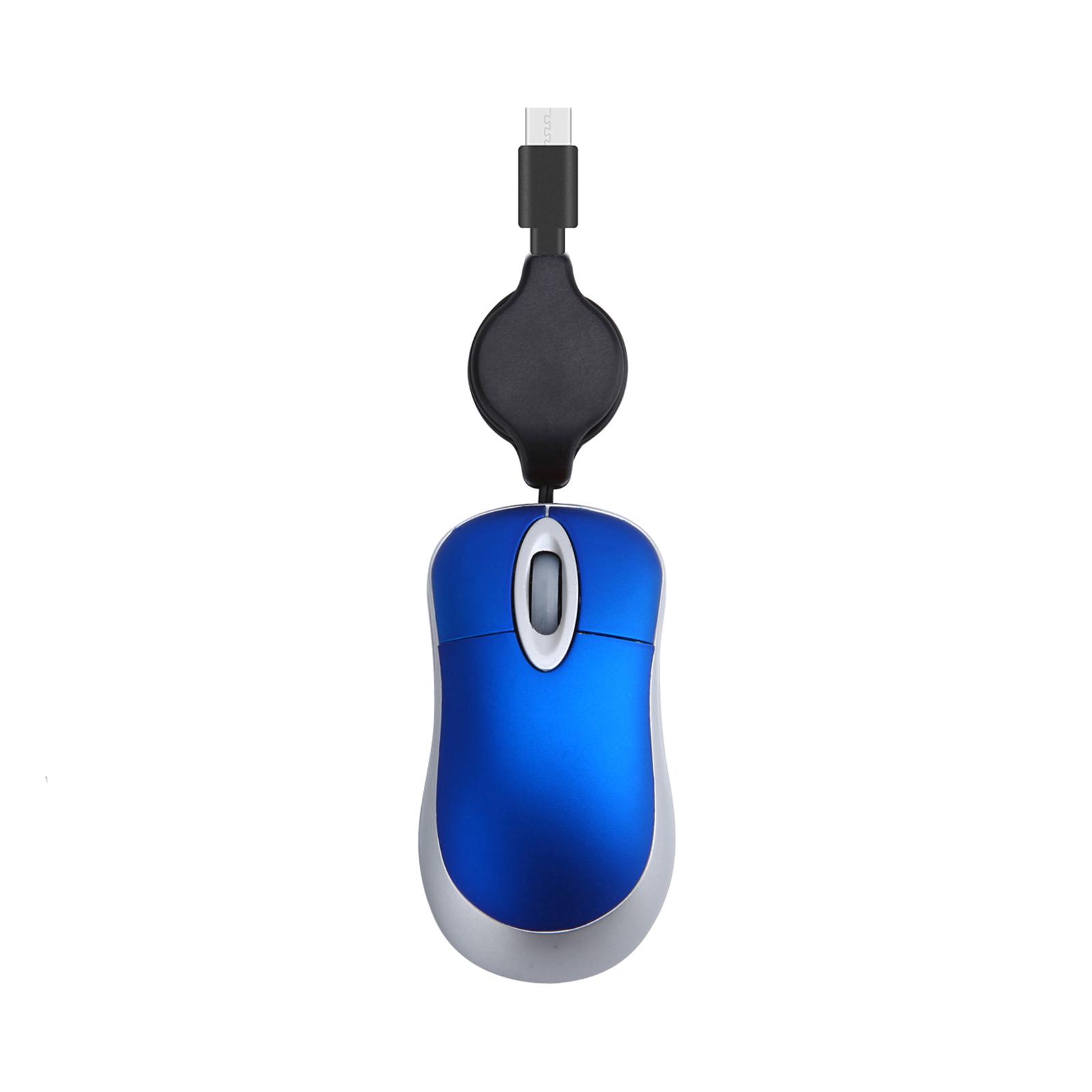 

Дротова миша Mini USB C з висувним кабелем Миша для ноутбука Дротова миша Оптична компактна дорожня миша для ПК Настільна миша синій