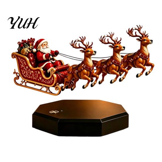 Decorazioni Natalizie Stagionali Moderne Slitta di Babbo Natale Galleggiante, Slitta Volante Levitazione Magnetica Decorazioni di Natale, Idea Regalo Innovativa Claus da Tavolo