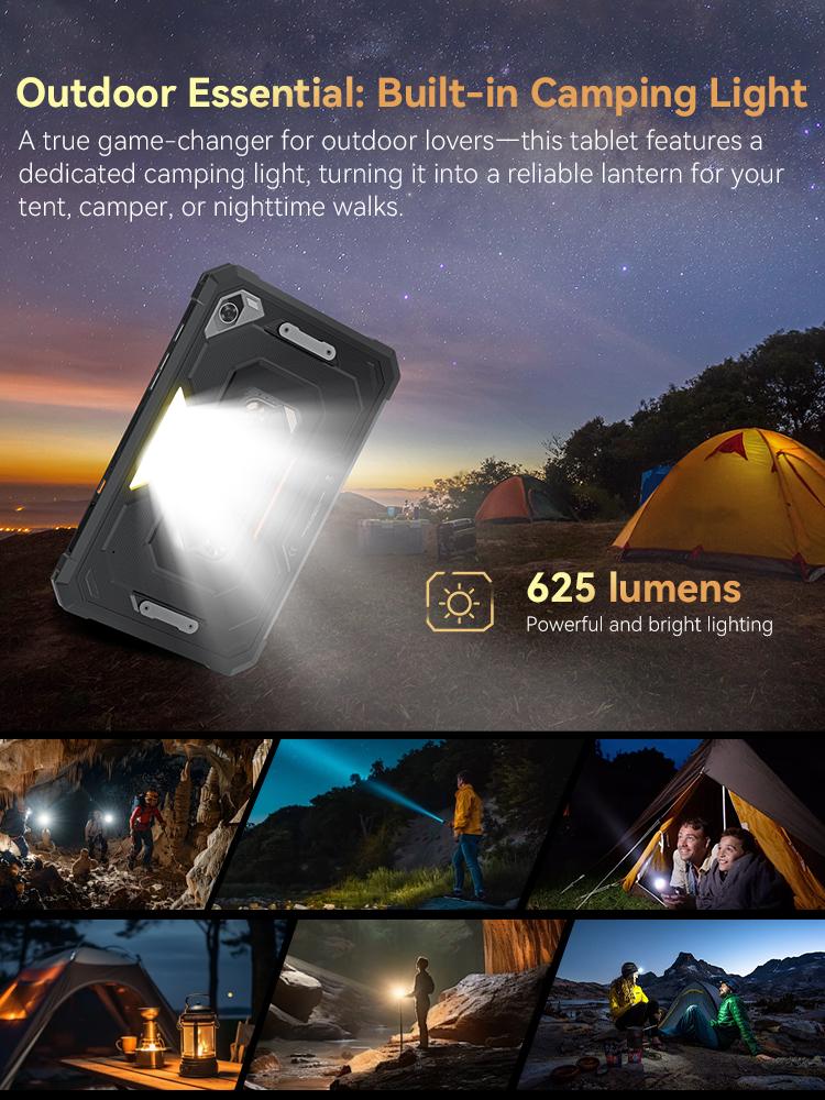 Cubot TAB KingKong Mini Android Tablet, 10200mAh Mega Battery 6GB RAM+128GBROM, Camping Light, 8.68-inch Screen, 48MP Camera, GPS