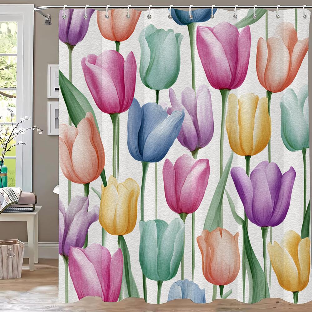 Modern Watercolor Flowers Bathroom Curtain Floral Shower Curtain Bohemian Home Bathroom Decor Polyester Shower Curtains