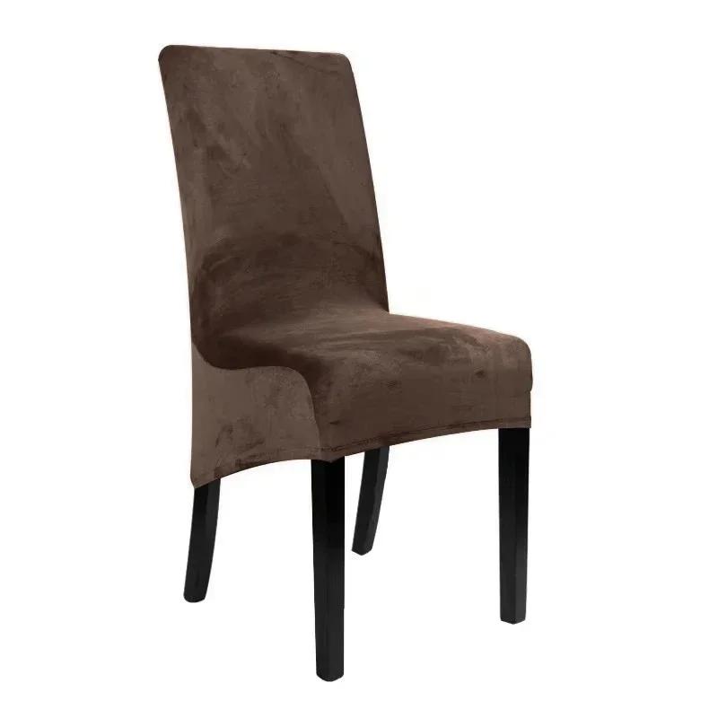 1 Pieces Long Back Chair Cover Velvet Spandex Dining Chair Slipcover Large Elastic Stretch Case for Kitchen Banquet Stool Cover
