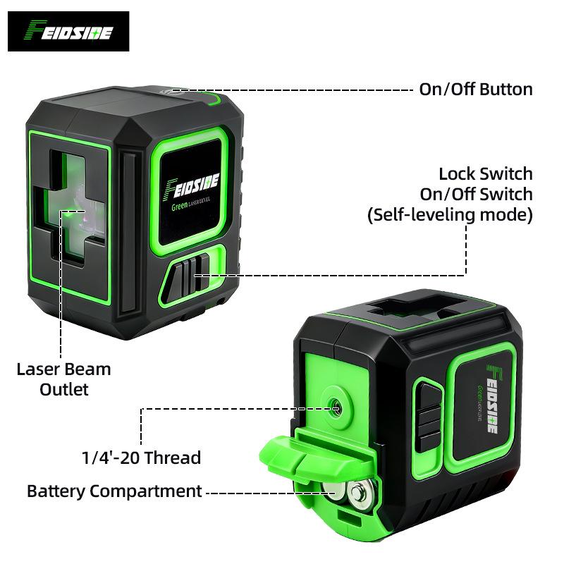 High-Precision Mini Green Laser Level: 2-Line, Outdoor Visible, Strong Infrared Light Marker