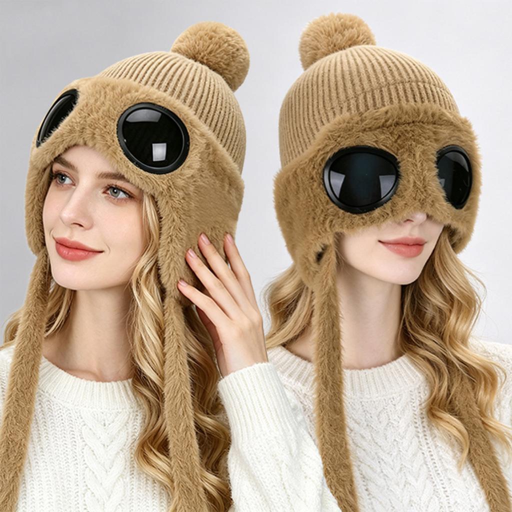 Women's Lined Winter Hat with Ear, Warm Trapper Hat and Hat with for Cold