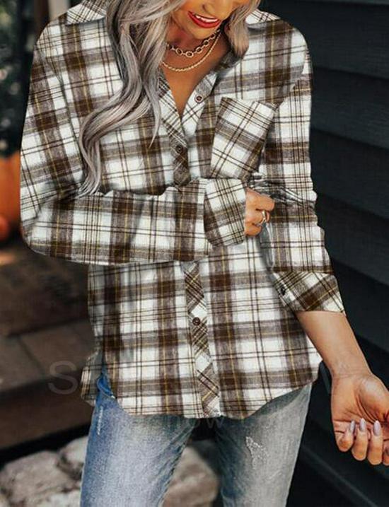 Dámská kostkovaná košile s dlouhým rukávem - Podzimní a jarní bestseller