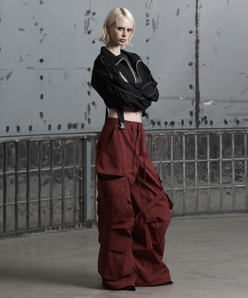 Jenyujeu Kajo Double Pocket Parachute Pants - Wine