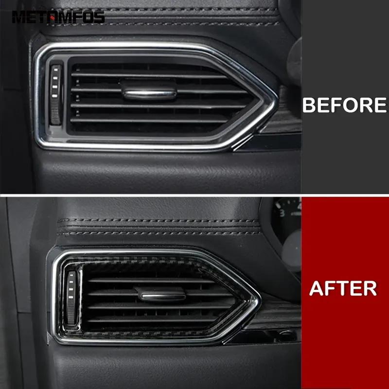 For Mazda CX-8 CX8 2017-   2024 Carbon Fiber Front Air Condition Vent Outlet Cover Trim Interior Car Accessories