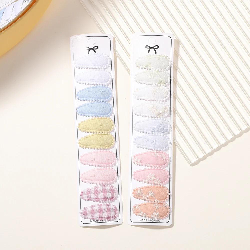 10/20Pcs Mini Print Cotton Alloy Hair Clips Hairpin for Girl Fabric Plaid BB Hairgripes Sweet Headwear Kids Hair Accessories