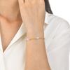 Stainless Steel Women'S Niche Fashion Design Sense Five Horse Eye White Zircon Flat Cross Chain Bracelet 18K Gold