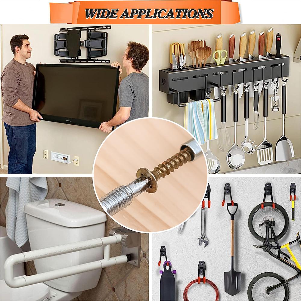 Carbon Steel Serrated Expansion Screws, Concrete Wall Anchors Plug Bolt, Heavy Duty Hardware Fasteners for Home Building Wall Renovation Installation