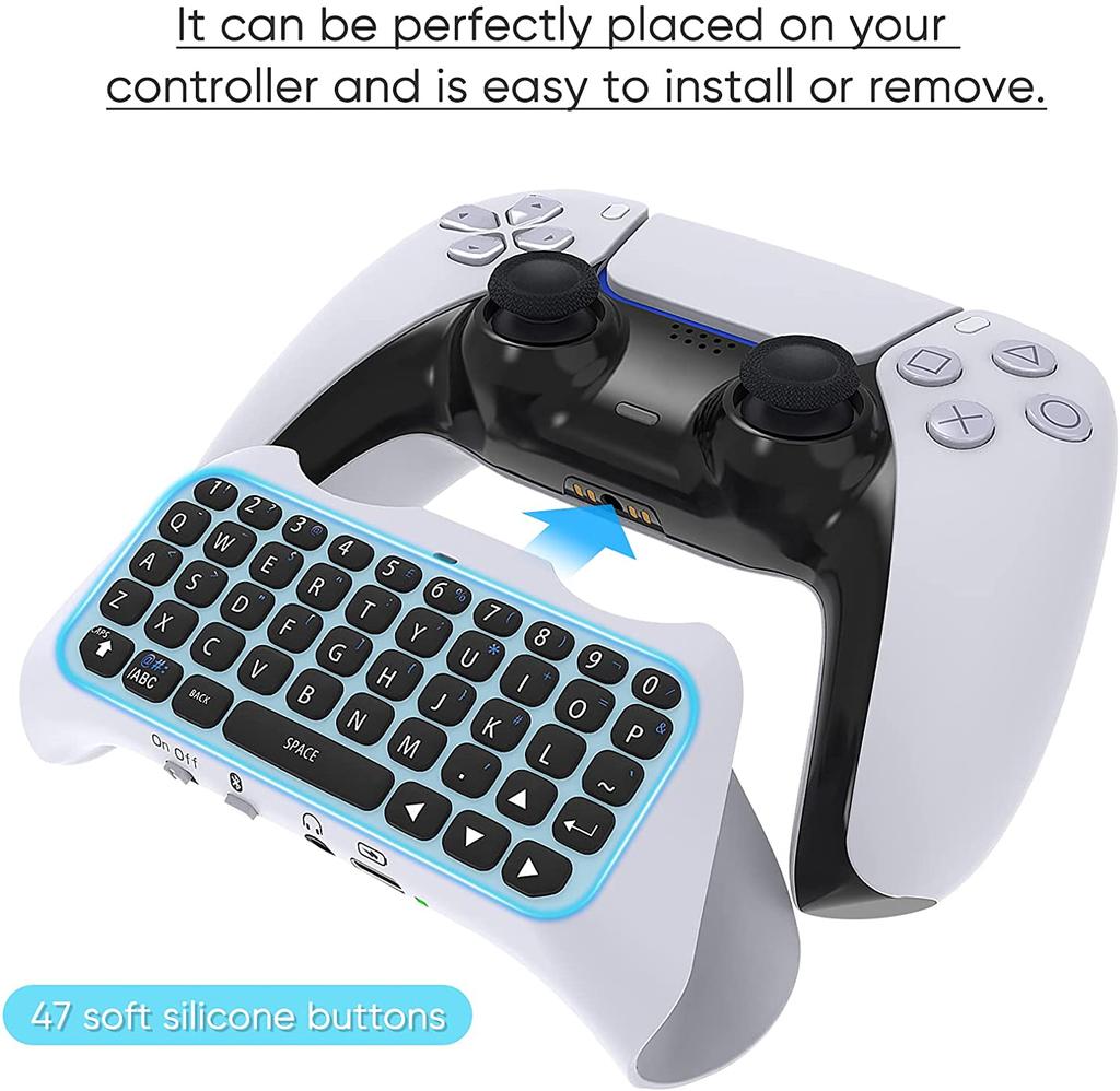Wireless Controller Keyboard for PS5  Bluetooth 3.0 Mini Portable Gamepad Chatpad with Built in Speaker   3.5MM Audio Jack for Playstation 5 Voice