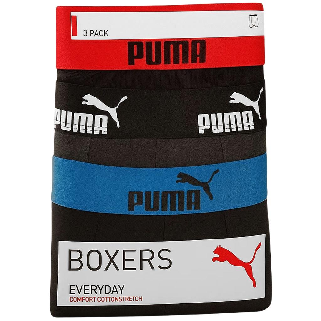 Puma Bokserki Męskie Black/Anthra Bawełna 3 Pak 