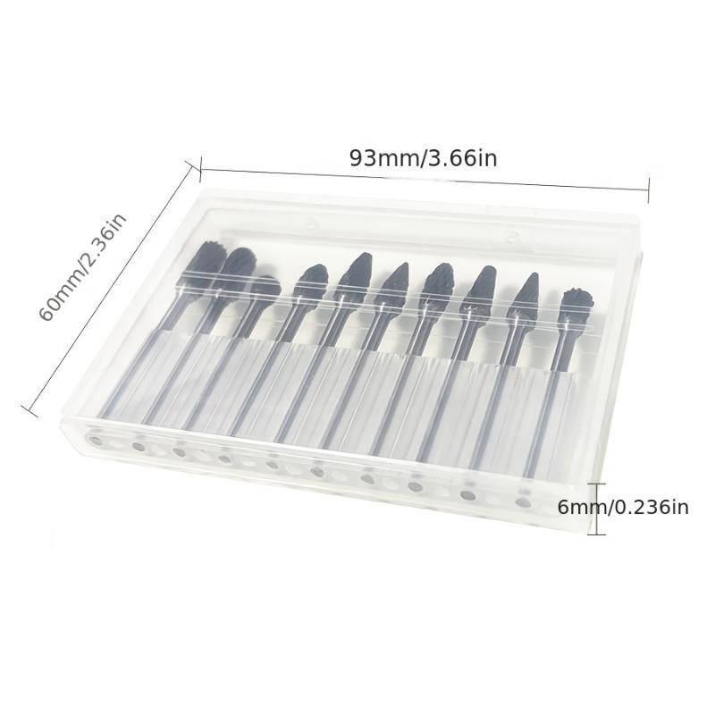 10pcs Premium Tungsten Carbide Rotary Burrs Set Double-Cut, High Efficiency For Sharpening Grinding Deburring with Power Tools