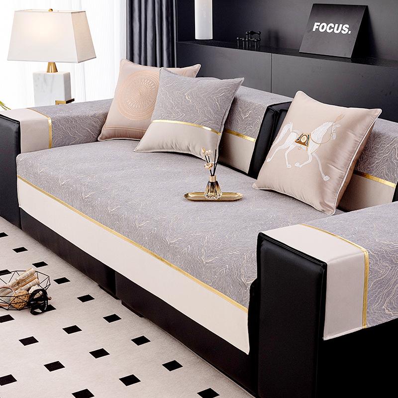 New Sofa Cushion Four-Season Universal Straight Row Sofa Cover Cloth Seat Cushion Light Luxury High-Grade Leather Sofa Cover