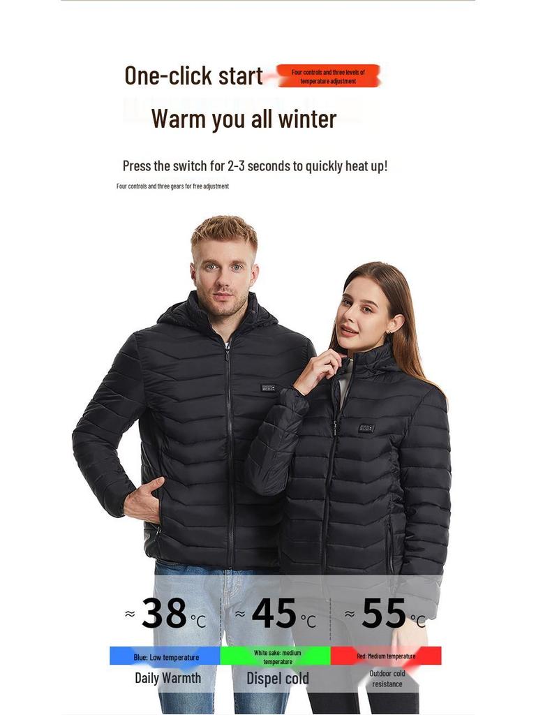 Abrigo Inteligente de Algodón para Parejas para Exterior con Control de Temperatura de 21 Zonas