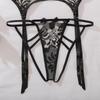 Women's Sexy Rose Embroidery Shapewear Set Ultra-Sheer Mesh Push-Up Lingerie Set