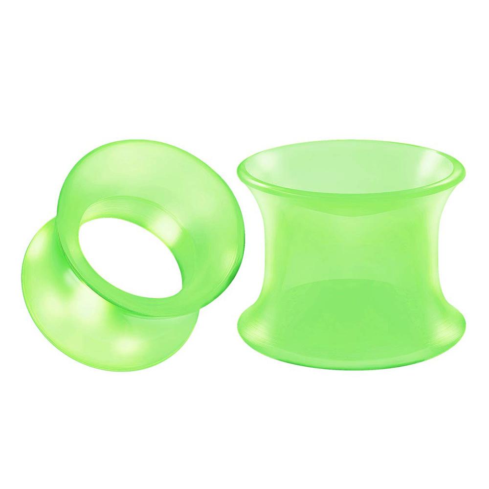 Acrylic Silicone Double Flared Saddle Piercing Jewelry Stretched Ear Plugs Earring Lobe Acrylic External Flesh Tunnel Green