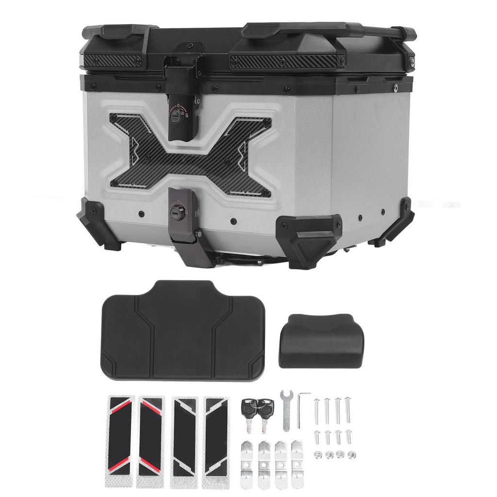 Motorcycle Top Case Aluminum Alloy 45L Waterproofing Theft Proof Motorcycle Rear Top Box Tail Trunk