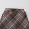 2025 Autumn/Winter Girls' High Waist Wool Plaid Skirt, Korean-Style Fashionable Slimming Short Skirt