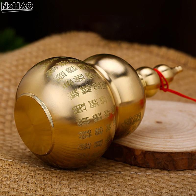 1 Stück Kürbisornament aus Messing: Offene chinesische Messing-Feng-Shui-Kürbis – Schreibtisch-Wohlstandsbringendes geschnitztes Feng-Shui-Dekorationsobjekt