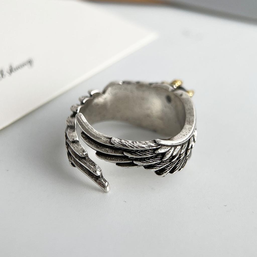 Xiaomi 925 Sterling Silver Rings for Women Couple Minimalist Handmade Simple Wing Black Stone Ring Fine Jewelry Gift Prevent Allergy