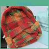 New Korean Style Plush Color Block Grid Contrast Shoulder Bag Large Capacity Student Backpack Travel Men And Women Bag