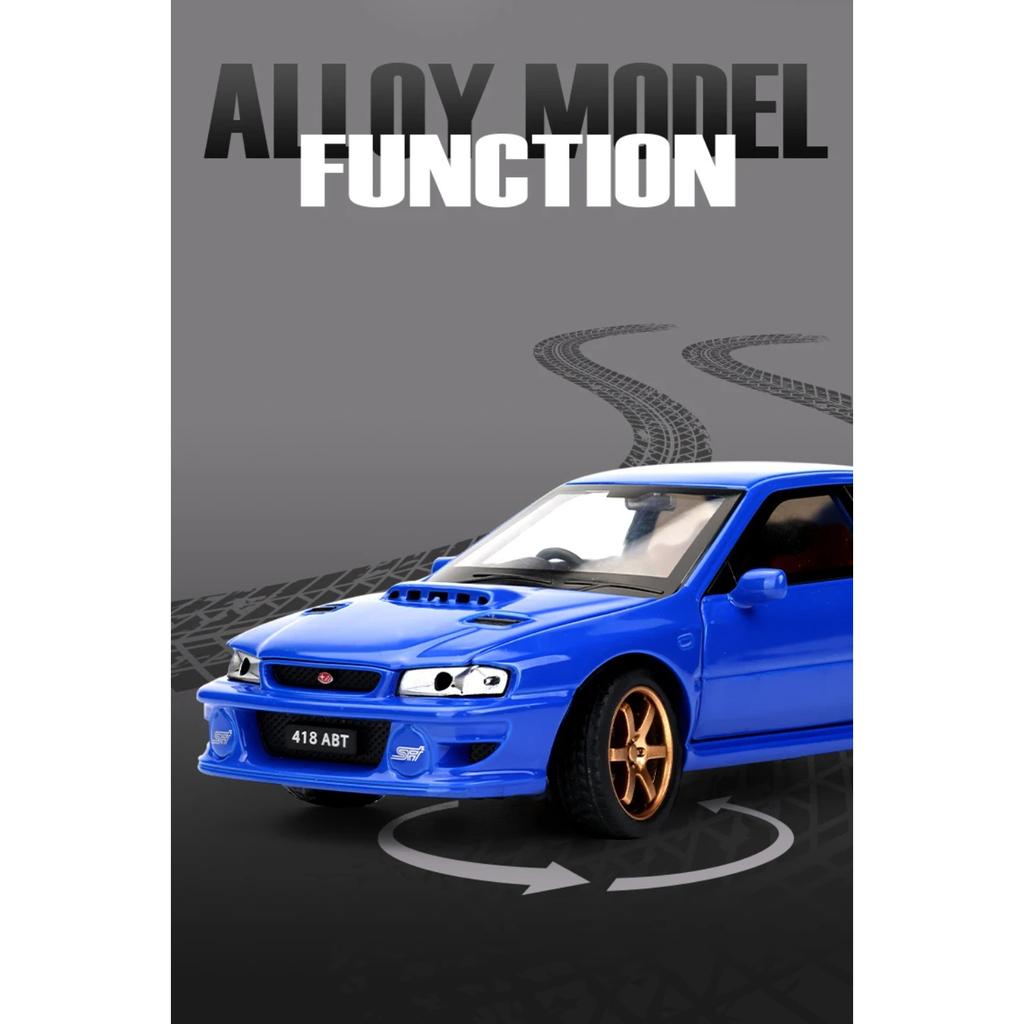 1/32 Subaru Impreza WRX STI Modified Vehicle Alloy Metal Diecast Model Car Sound and Light Pull Back Birthday Gift for Child