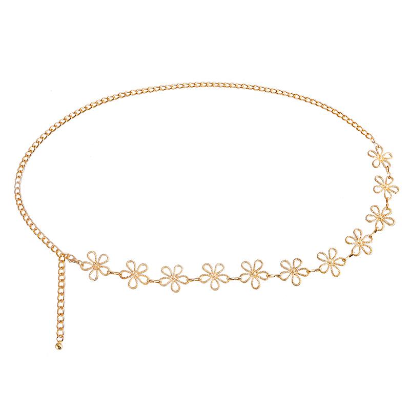 Vintage Metal Cut-Out Flower Chain Ethnic Style Body Chain Casual Decoration Stitching Waist Chain Women